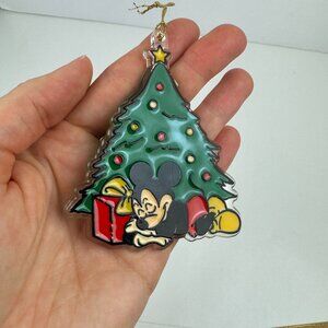 Vtg Mickey Mouse Sleeping Under Christmas Holiday Tree Ornament Disney‎ Plastic